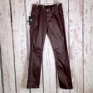 Rock & Republic Berlin Coated Skinny Jeans Pants Plum Burgundy Size 12 - NWT!!